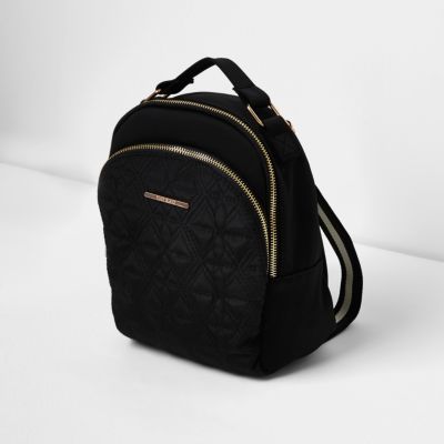 Girls black quilted backpack